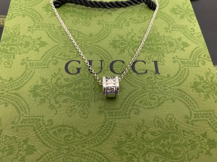 Gucci GG Barrel Lock Silver Pendant Necklace