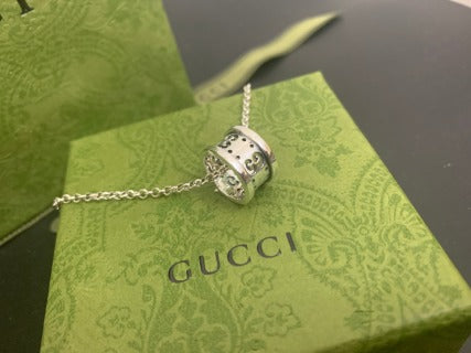 Gucci GG Barrel Lock Silver Pendant Necklace