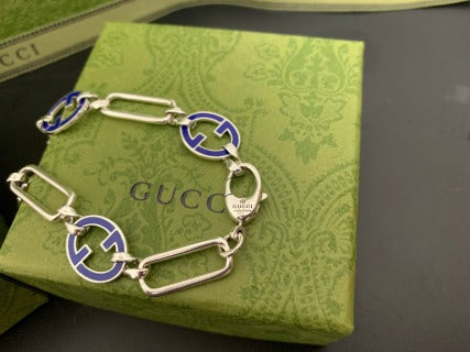 Gucci Interlocking G Enamel Link Chain Bracelet