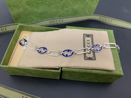 Gucci Interlocking G Enamel Link Chain Bracelet