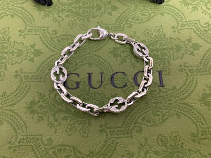 Gucci Interlocking G Blue Enamel Link Chain Bracelet