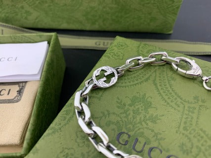 Gucci Interlocking G Blue Enamel Link Chain Bracelet