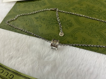 Gucci GG Barrel Engraved Silver Pendant Necklace