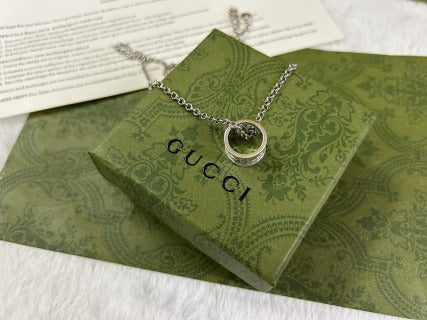 Gucci GG Barrel Engraved Silver Pendant Necklace