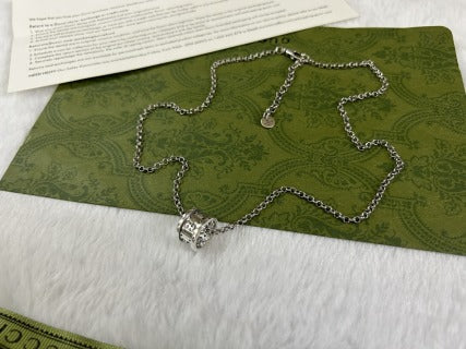 Gucci GG Barrel Engraved Silver Pendant Necklace
