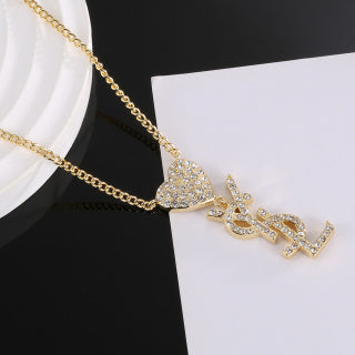 YSL Cœur Cassandre Crystal Pendant Necklace