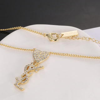 YSL Cœur Cassandre Crystal Pendant Necklace