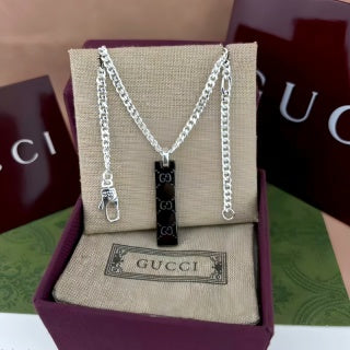 Gucci GG Engraved Plaque Silver Chain Bracelet