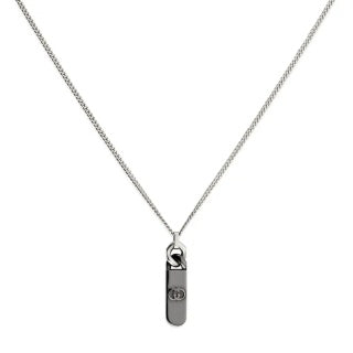 Gucci Logo Tag Bar Pendant Chain Necklace