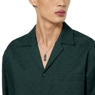 Gucci Logo Tag Bar Pendant Chain Necklace