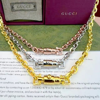 Gucci Padlock Charm Multi Chain Necklace