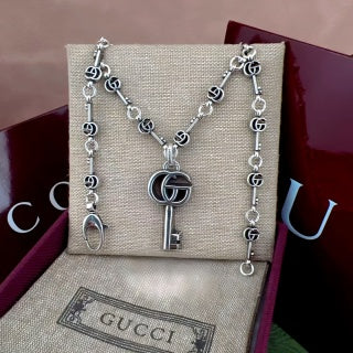 Gucci Padlock Key Charm Link Necklace