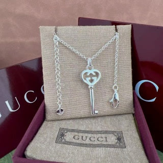 Gucci GG Crystal Drop Pendant Necklace