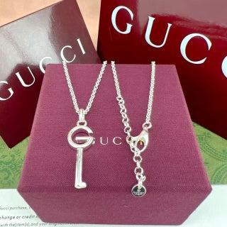 Gucci GG Crystal Drop Pendant Necklace