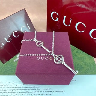 Gucci GG Crystal Drop Pendant Necklace