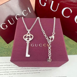 Gucci GG Crystal Drop Pendant Necklace