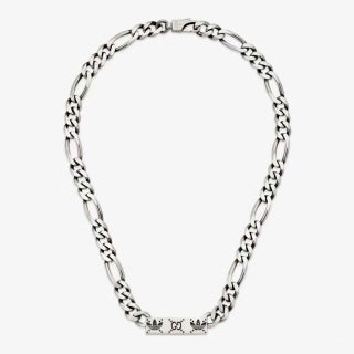 Gucci GG Engraved Bar Link Chain Necklace