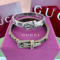Gucci Engraved Horsebit Cuff Bracelet