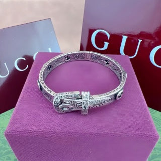 Gucci Engraved Horsebit Cuff Bracelet