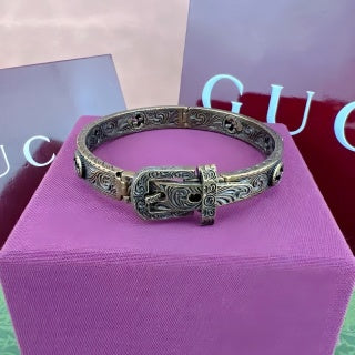 Gucci Engraved Horsebit Cuff Bracelet