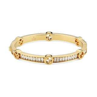 Gucci Interlocking G Pavé Line Open Cuff Bracelet