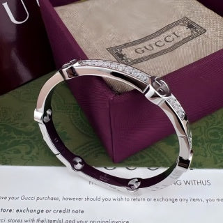 Gucci Interlocking G Pavé Line Open Cuff Bracelet