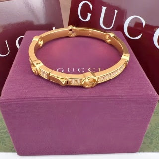 Gucci Interlocking G Pavé Line Open Cuff Bracelet