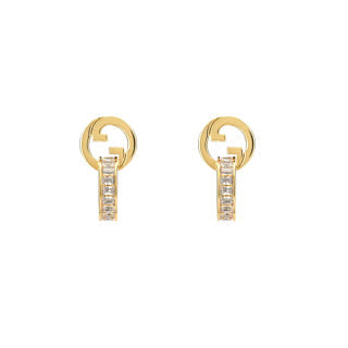 Gucci Interlocking G Crystal Drop Hoop Earrings