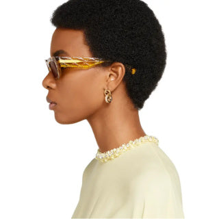 Gucci Interlocking G Crystal Drop Hoop Earrings