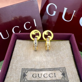 Gucci Interlocking G Crystal Drop Hoop Earrings