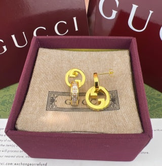 Gucci Interlocking G Crystal Drop Hoop Earrings