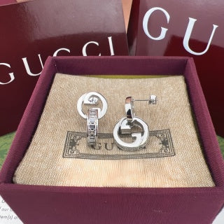 Gucci Interlocking G Crystal Drop Hoop Earrings