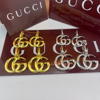 Gucci Interlocking G Double Hoop Drop Earrings