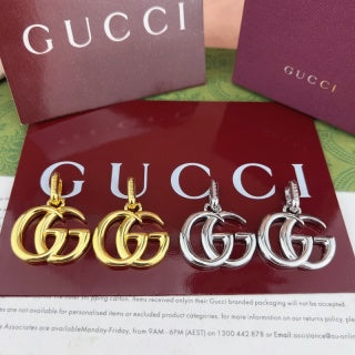 Gucci Interlocking G Double Hoop Drop Earrings