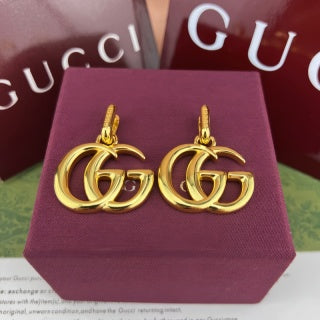 Gucci Interlocking G Double Hoop Drop Earrings