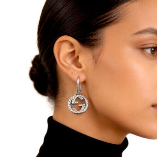 Gucci Interlocking G Circular Drop Hoop Earrings