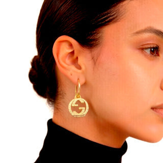 Gucci Interlocking G Round Hoop Drop Earrings