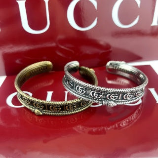 Gucci GG Engraved Vintage Open Cuff Bracelet
