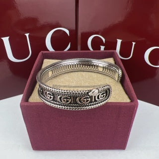Gucci GG Engraved Vintage Open Cuff Bracelet