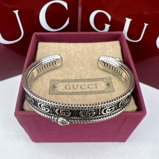 Gucci GG Engraved Vintage Open Cuff Bracelet