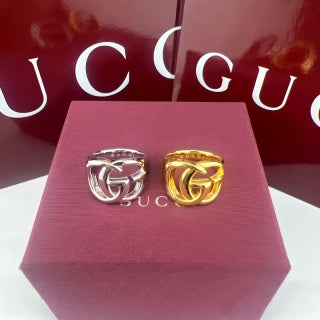 Gucci GG Interlocking Logo Gold & Silver Ring
