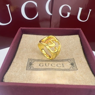 Gucci GG Interlocking Logo Gold & Silver Ring