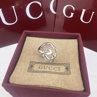 Gucci GG Interlocking Logo Gold & Silver Ring