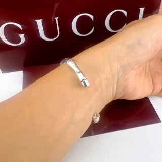 Gucci GG Interlocking Open Cuff Gold & Silver Bracelet