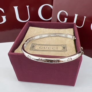Gucci GG Engraved Slim Open Cuff Bracelet