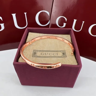 Gucci GG Engraved Slim Open Cuff Bracelet