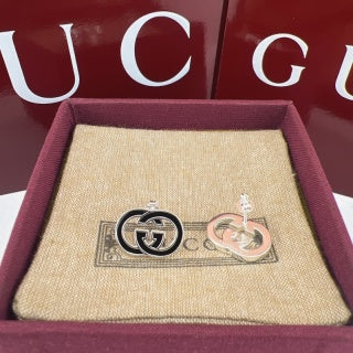 Gucci GG Enamel Interlocking Logo Stud Earrings