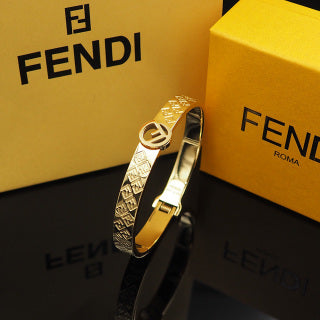 FENDI Engraved FF Heritage Cuff Bracelet