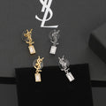 YSL Monogram Crystal Tag Drop Earrings