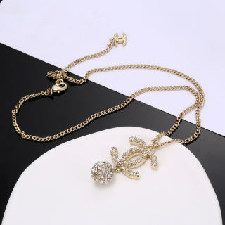 Chanel Glamorous Crystal CC Charm Necklace